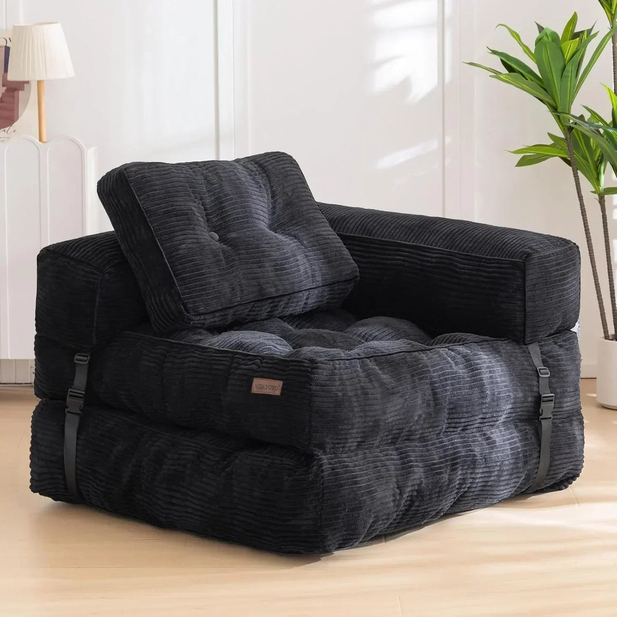 Folding Sofa Bed L-Shaped Convertible Sofa Bed with Armrests and Pillows