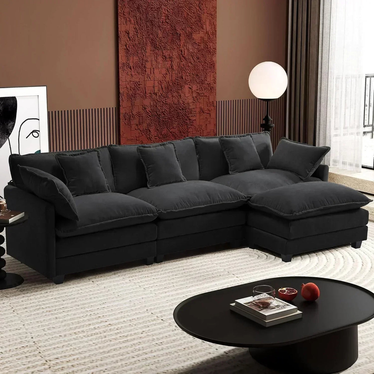 ihanherry 146-inch U-shaped modern sofa modular area cloud sofa