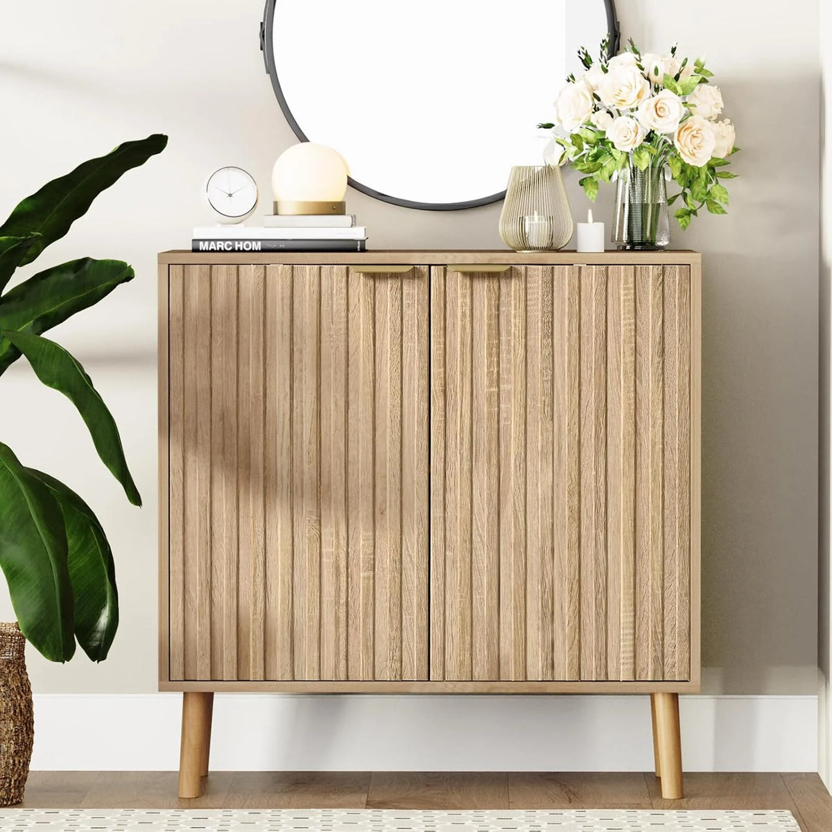Free Standing Cabinet Black Wood for Living Room, Bedroom, Dining Room, Hallway, Entryway