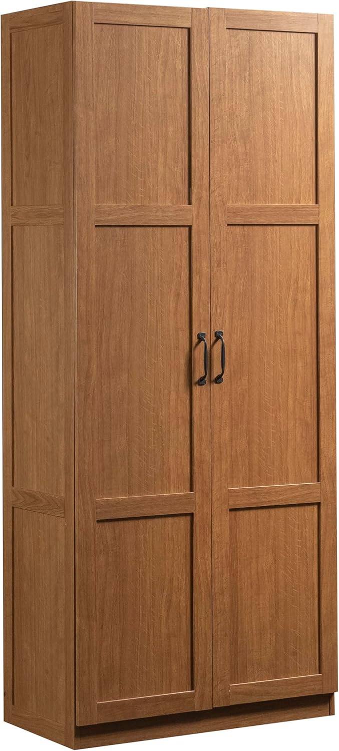 Sauder Storage Cabinet/ Pantry cabinets, 29.61 " x D: 16.02 " x H: 71.50", Cinnamon Cherry finish