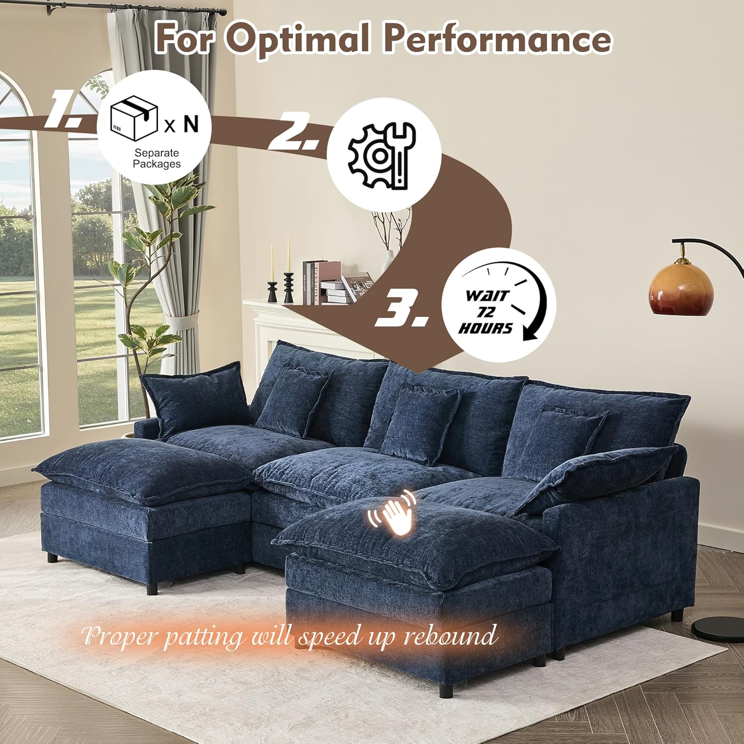108" U-shaped sofa modular sofa Comfortable cloud sofa