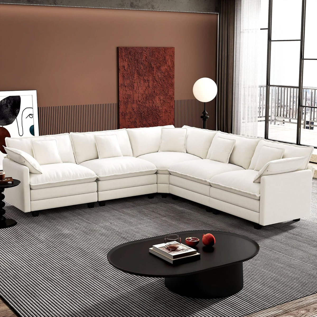 ihanherry 146-inch U-shaped modern sofa modular area cloud sofa
