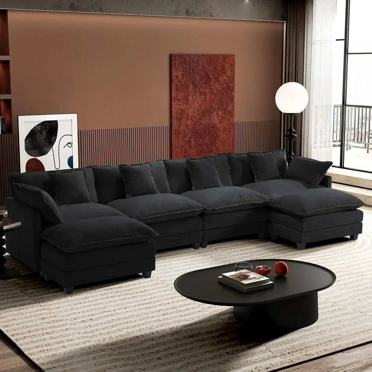 ihanherry 146-inch U-shaped modern sofa modular area cloud sofa
