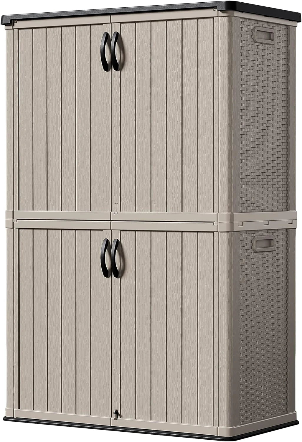 Devoko Outdoor Storage Cabinet 26 Cu Ft with Lockable Doors, Horizontal Storage Shed Waterproof Patio Tools Storage Box