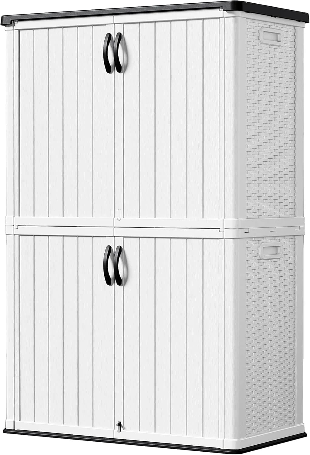 Devoko Outdoor Storage Cabinet 26 Cu Ft with Lockable Doors, Horizontal Storage Shed Waterproof Patio Tools Storage Box