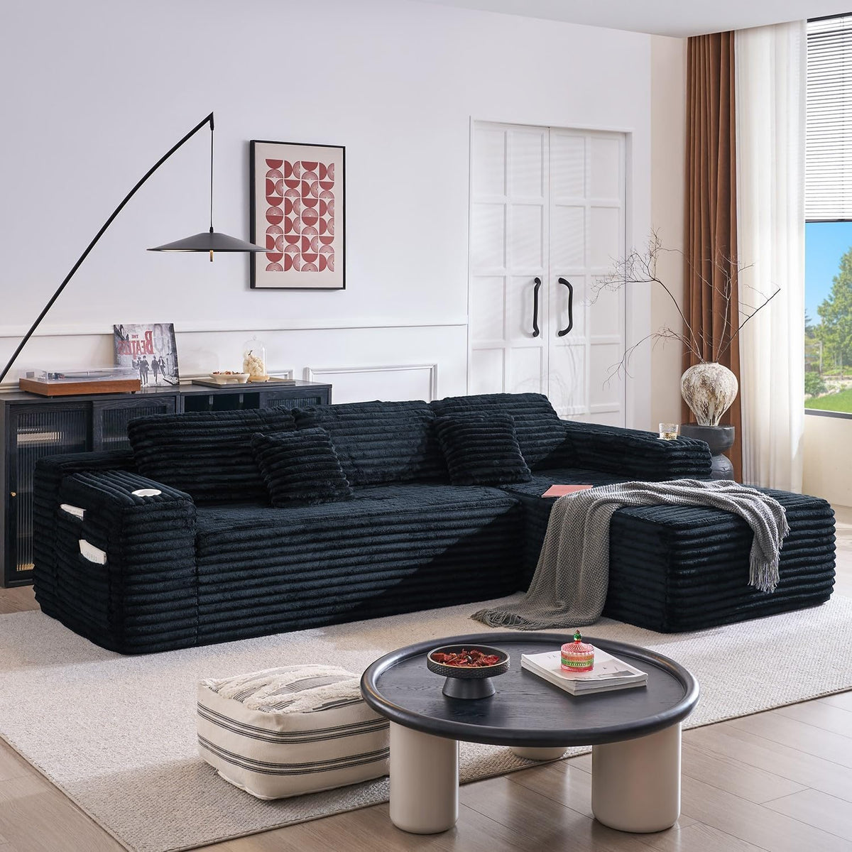 Cloud Sectional Couch with L-Shape Chaise, Modern Modular Sofa with Deep Seat, Built-in Cup Holder & Storage Pocket for Living Room Bedroom, No Assembly Required (Dark Gray, Left Sitting Chaise)
