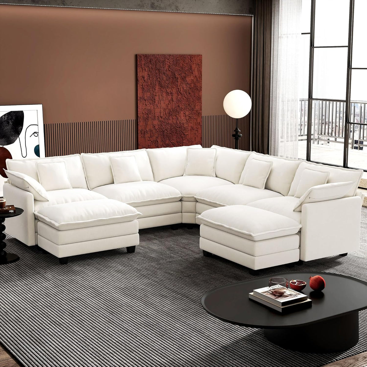 ihanherry 146-inch U-shaped modern sofa modular area cloud sofa