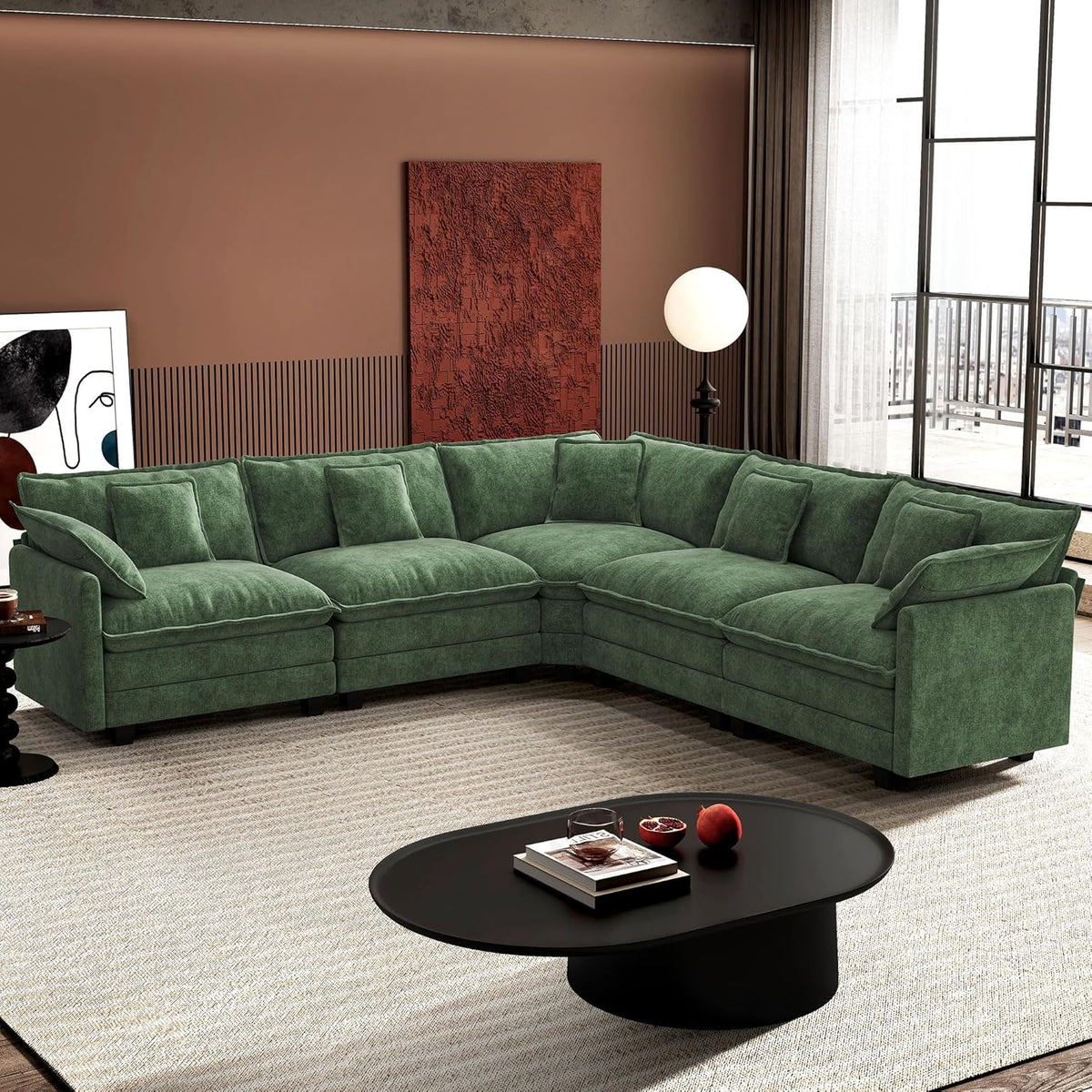 ihanherry 146-inch U-shaped modern sofa modular area cloud sofa
