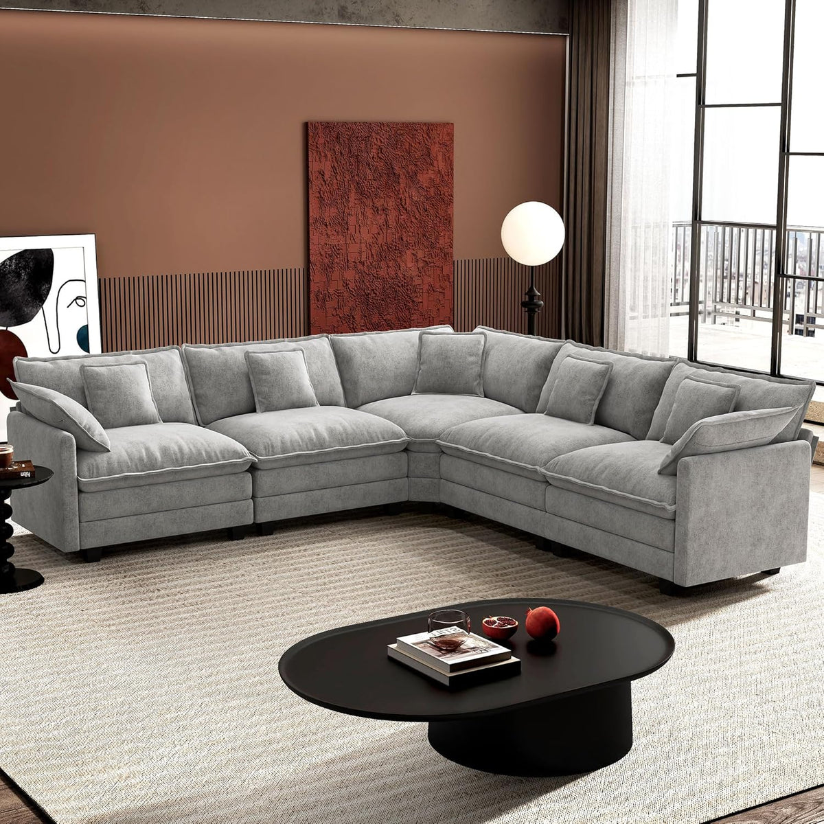 ihanherry 146-inch U-shaped modern sofa modular area cloud sofa